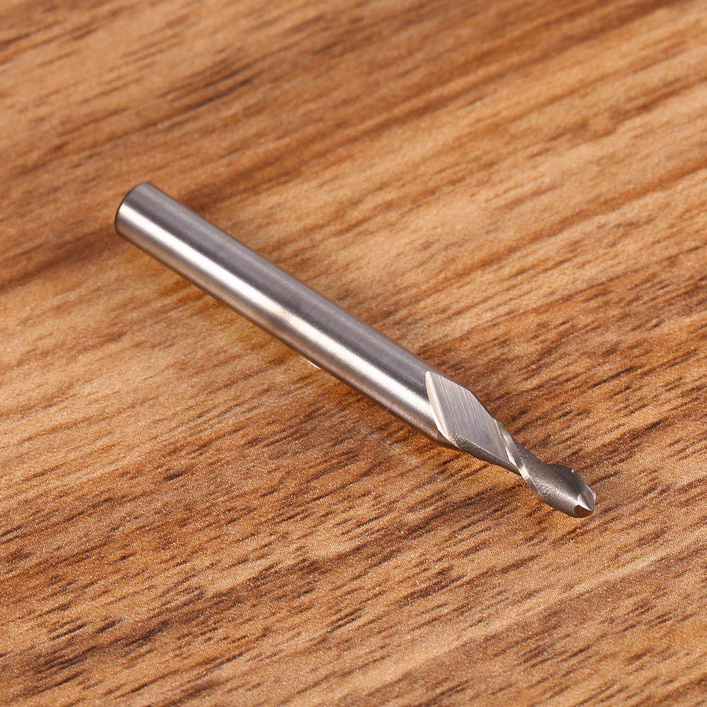 Respicefinem HSS 6mm Shank 2 Flute Ball Nose End Milling Lathe Cutter CNC Router Bit Tool High Density Polished Super Hard Wear and High Temperature Suitable for Cutting and Hook