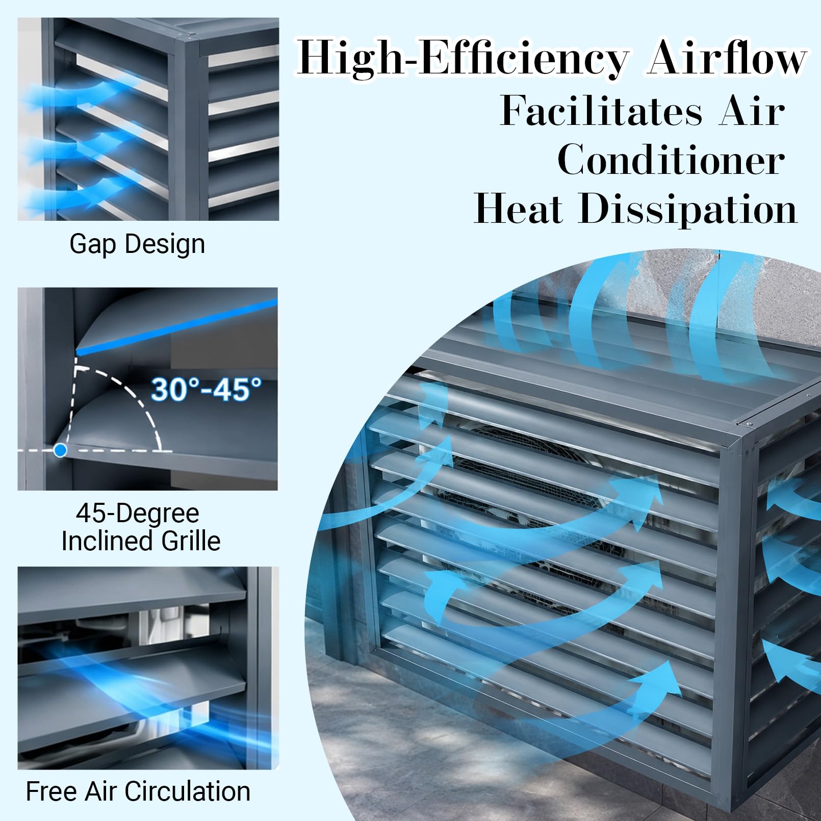 Aluminiowa osłona klimatyzatora - ochrona zewnętrzna dla jednostek centralnych redukcja szumów żywica pogodowa pasuje do drewna B-100 * 70 * 50 (1,5 szt.) - i design