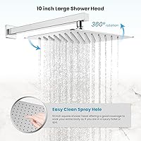 Vista 3 de gotonovo Duchas de lujo de 3 funciones para baño, montaje en pared, cabezal de ducha de 10 pulgadas, sistema de ducha con boquilla de bañera, cuerpo