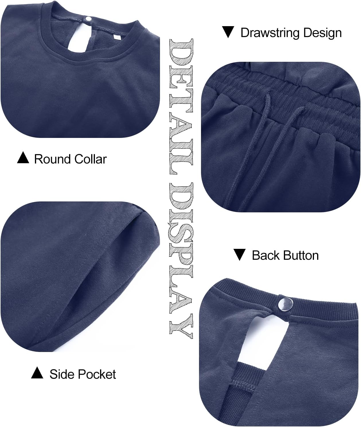 Flygo Womens Casual Jumpsuit Crewneck Cap Sleeve Long Wide Leg Pants One Piece Outfits Drawstring Romper with Pockets - Image 6