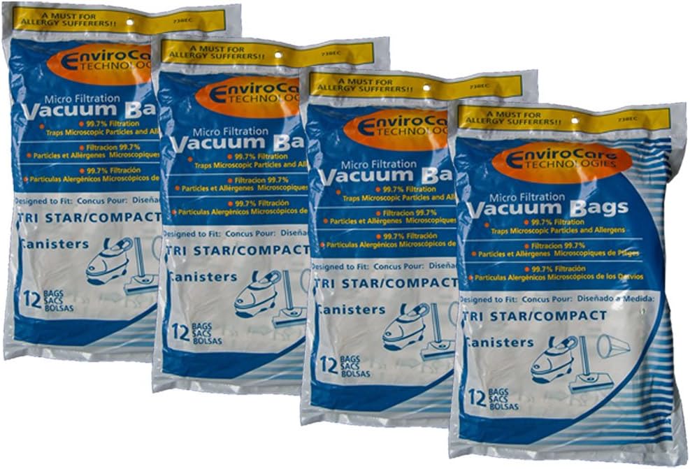 EnviroCare Replacement Micro Filtration Vacuum Cleaner Bags Designed to fit Tristar Compact, Miracle Mate, Airstorm, Patriot, MG1, MG2, Tristar EXL Vacuums. 48 Pack