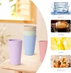 Unbreakable Plastic Tumbler Cups(15 Ounces )And(20 Ounces),Reusable Wheat Straw Drinking Cups 10-Piece, Dishwasher Safe Suitable For Kids And Adults