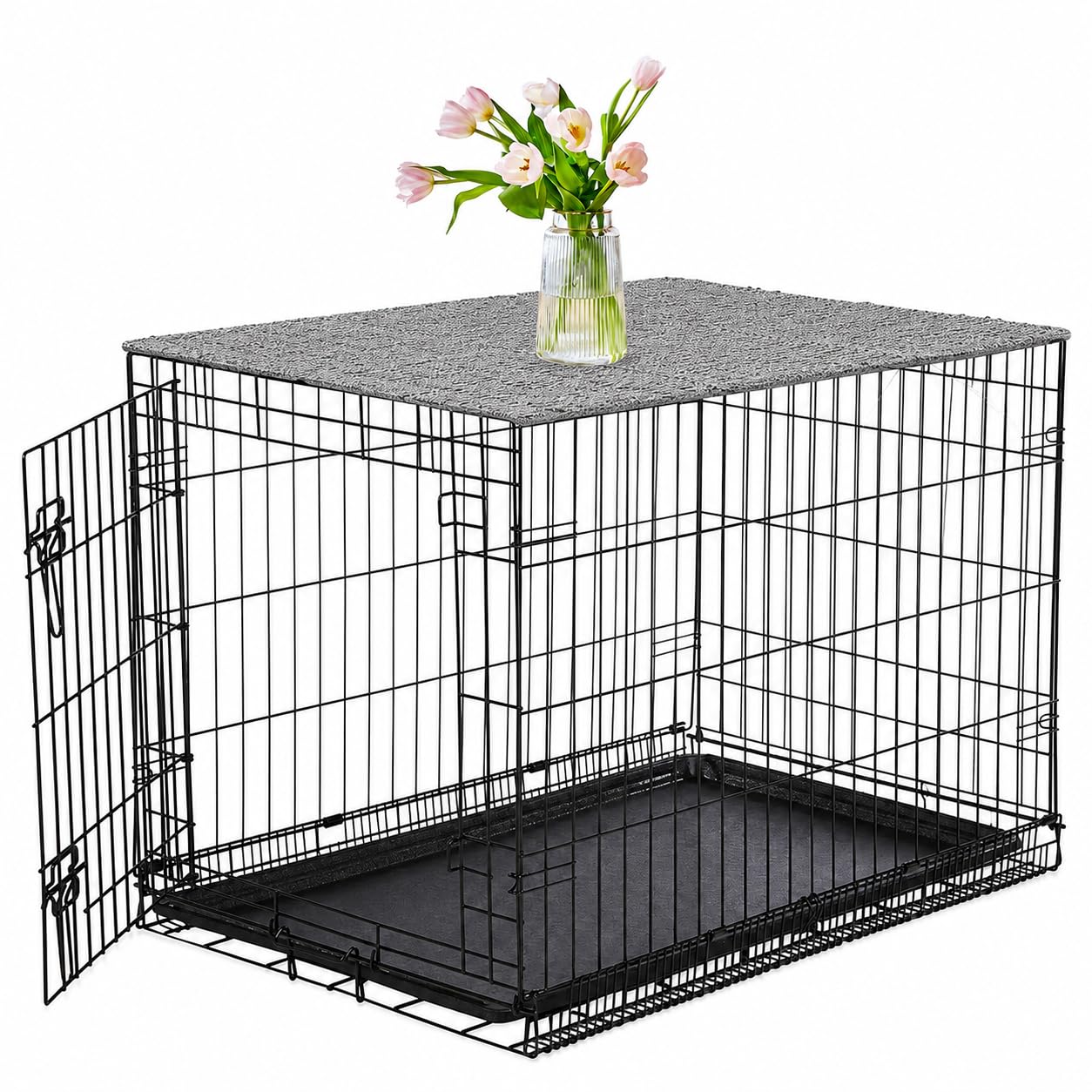 Pethiy Dog Crate Topper Paper Rope Countertop for 36 inch Dog Cage,Dog Crate Cover,Dog Kennel Topper(Crate Not Include)-Grey-36 Inch