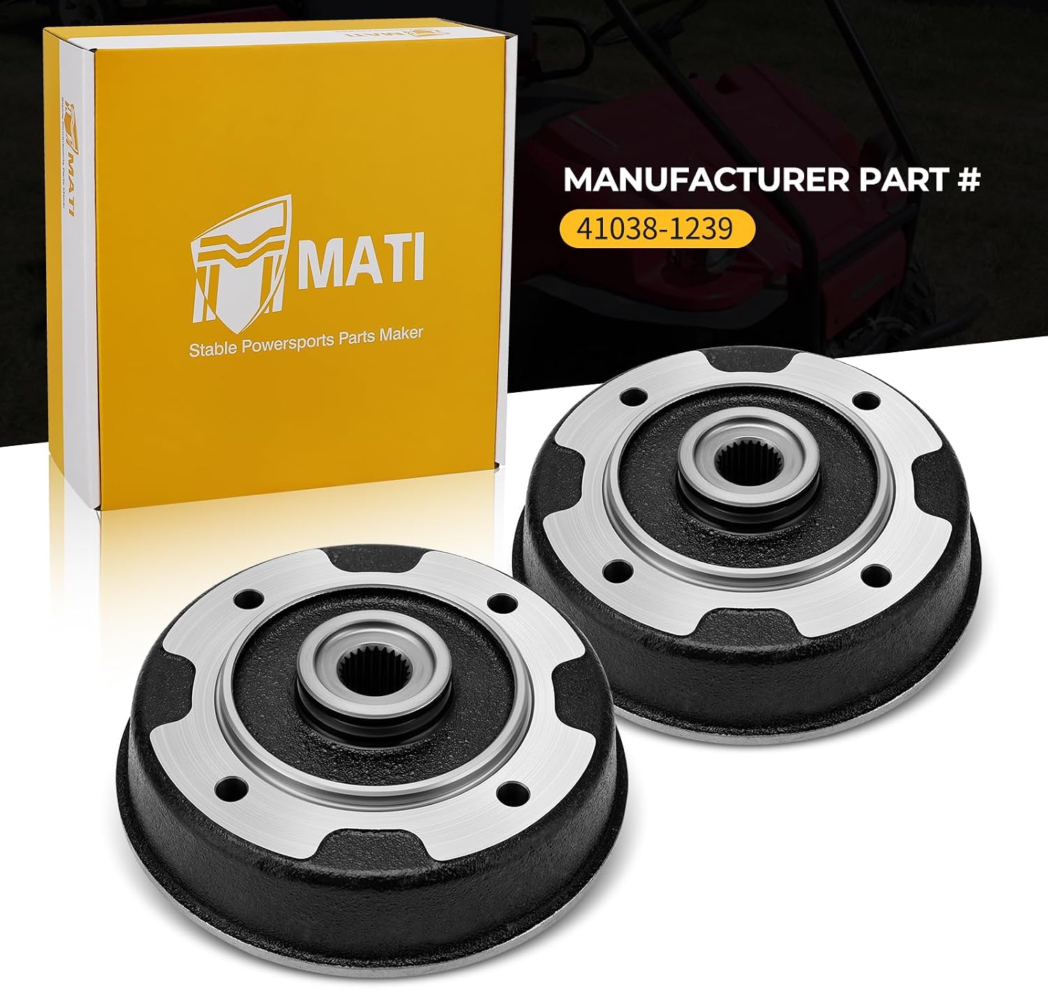 M MATI Rear Hub Wheel Brake Drum 2PCS for Kawasaki Mule Mule 550 KAF300 1997-2004 500 KAF300 1991-1995 Mule 520 KAF300 2000-2001 41038-1239