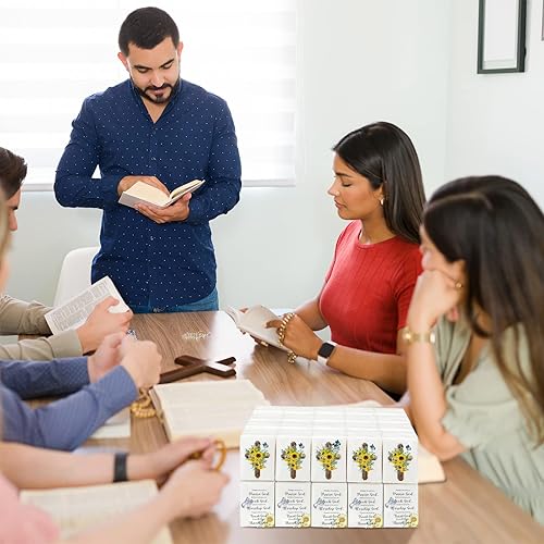 Miniatura 6 de Outus Paquete de 100 pañuelos de bolsillo cristianos a granel, paquetes de pañuelos individuales mini faciales de 3 capas para funeral, boda,