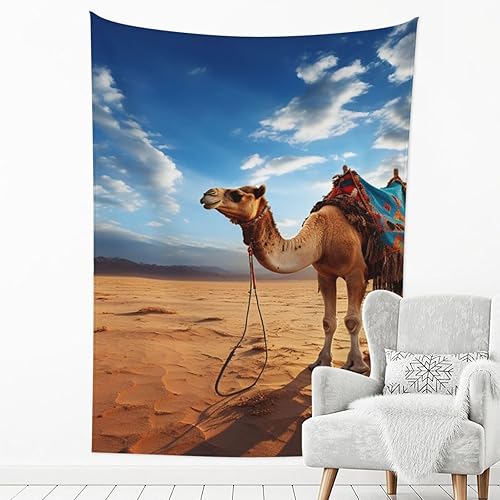 DJUETRUI Camel Blue SkyTapestry Art Wall Hanging Aesthetic Tapestries Backdrop Banner Home Decoration For Bedroom Living Room Dorm 90" x 60"