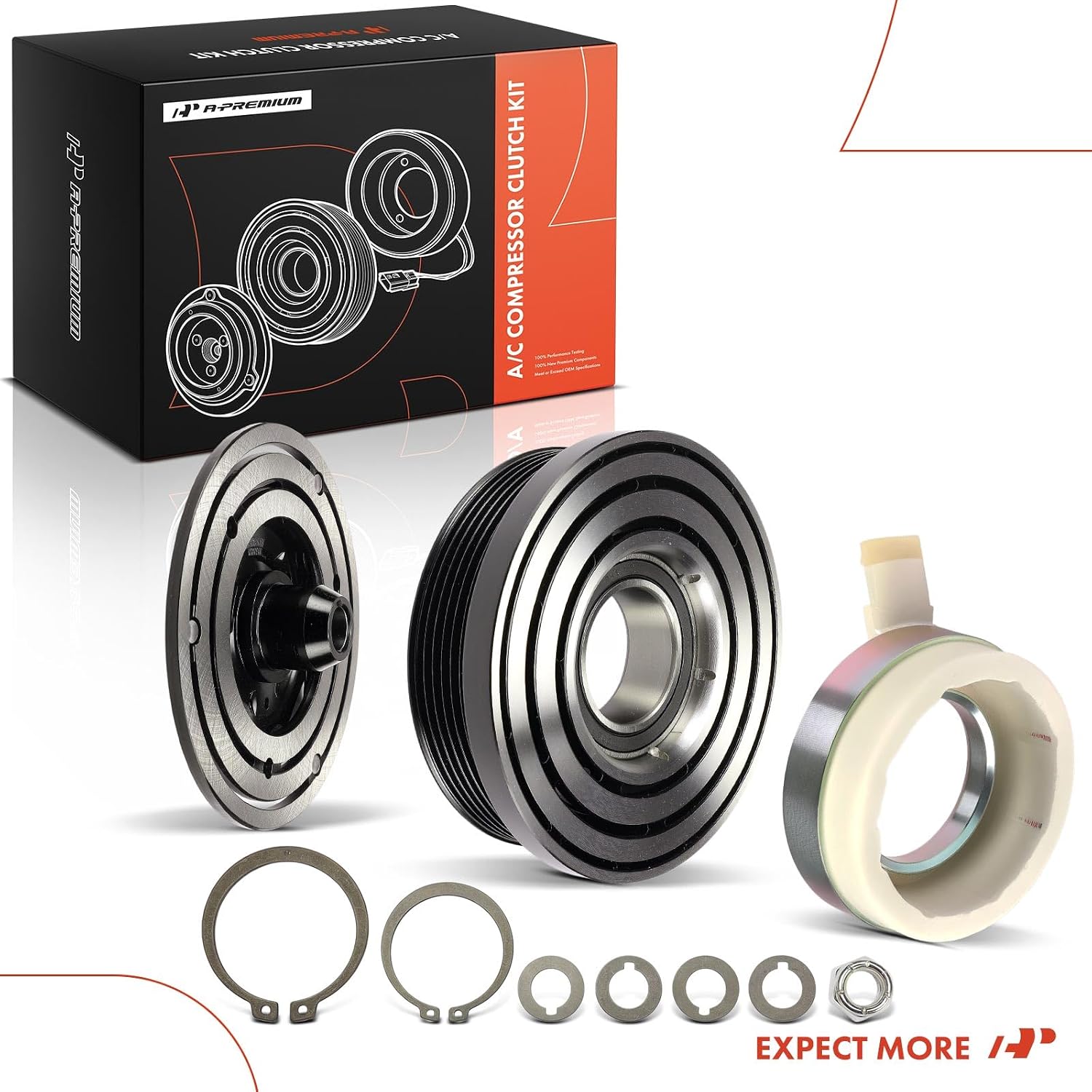 A-Premium Air Conditioner AC Compressor Clutch Kit Compatible with Buick LeSabre/Park Avenue 1996-2005, Riviera 1996-1999 & Oldsmobile 88/LSS 1996-1999, Regency 1997-1998, 98 1996 & Pontiac Bonneville