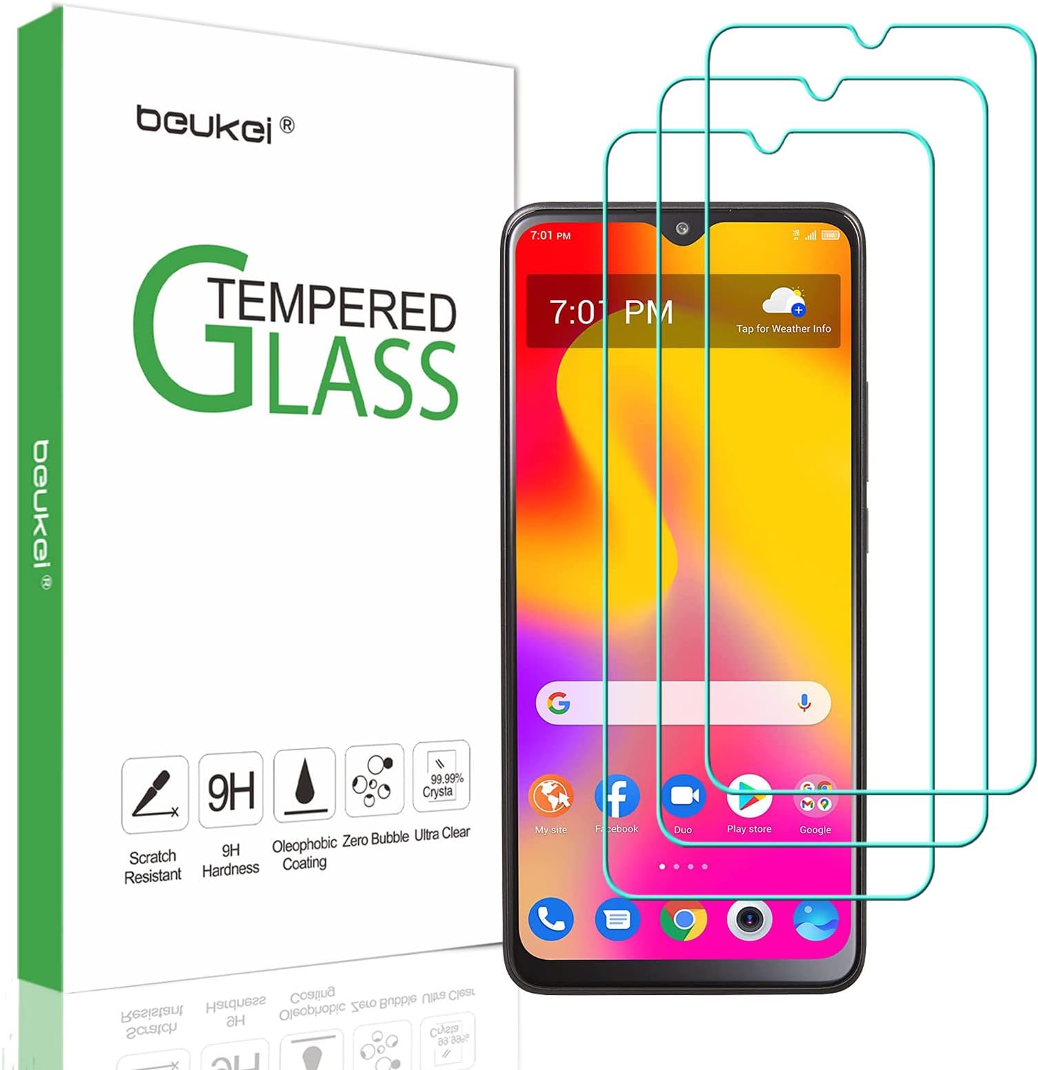 Beukei (3 Pack) Compatible for TCL 30 XL/TCL 30XL (2022) Screen Protector Tempered Glass (6.82 inch),Touch Sensitive,Case Friendly, 9H Hardness