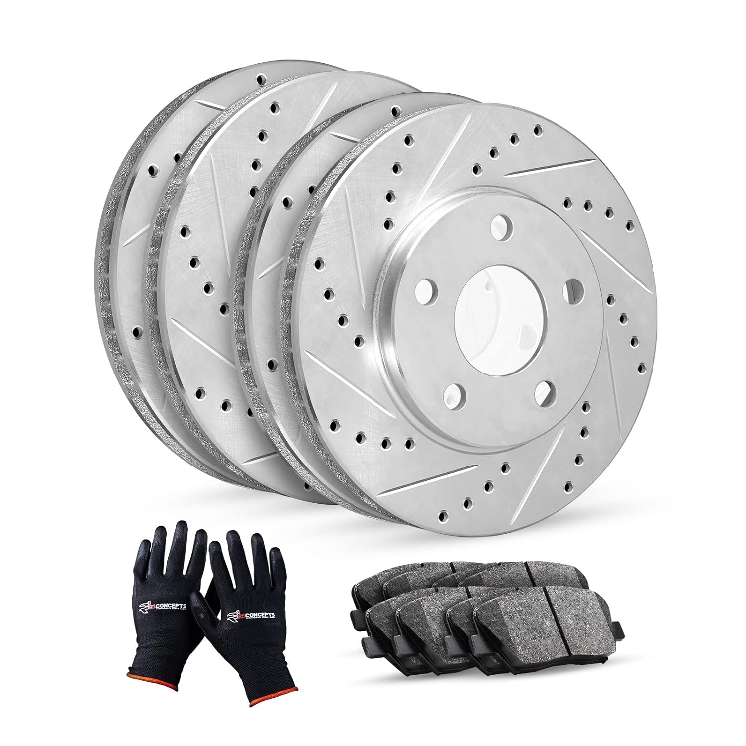 R1 Concepts Front Rear Brakes and Rotors Kit Front Rear Brake Pads