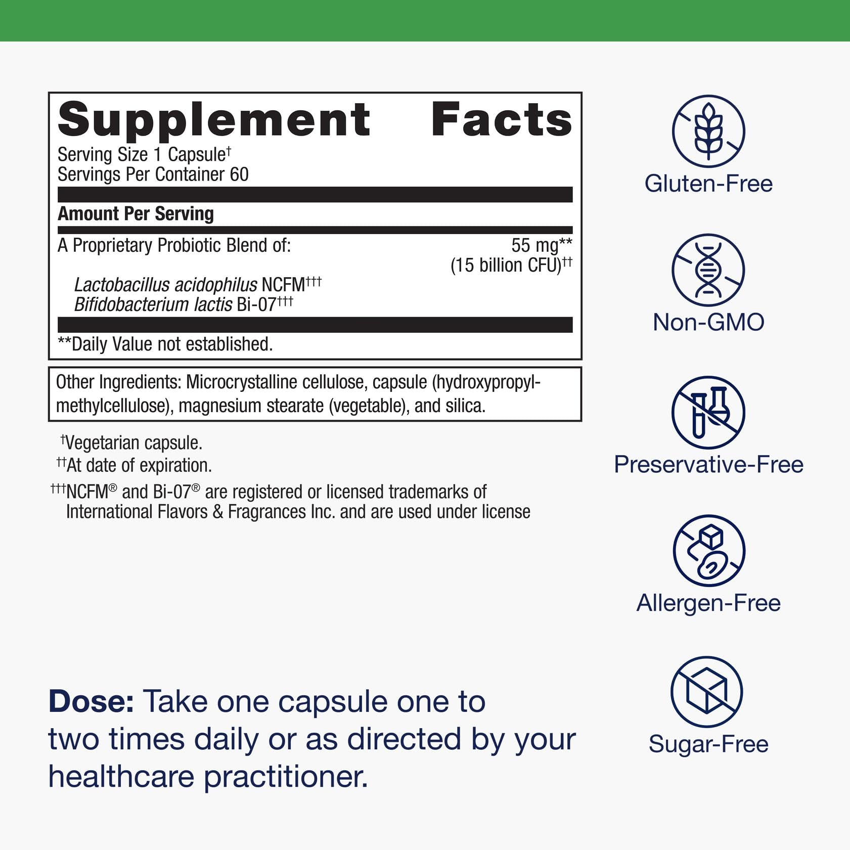 Metagenics, Suplemento probiótico UltraFlora Balance, 60 unidades