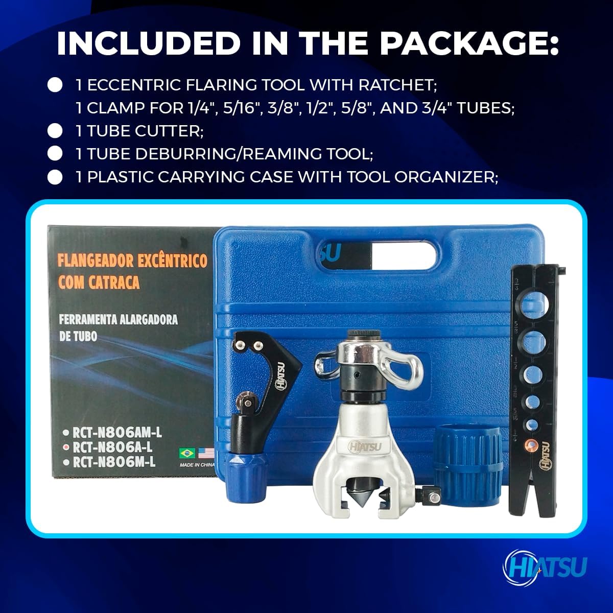 Hiatsu Professional Flaring Tool Kit - 45° Ratchet Copper Flaring Tool Set with Tubing Flare Tool Kit for HVAC Systems