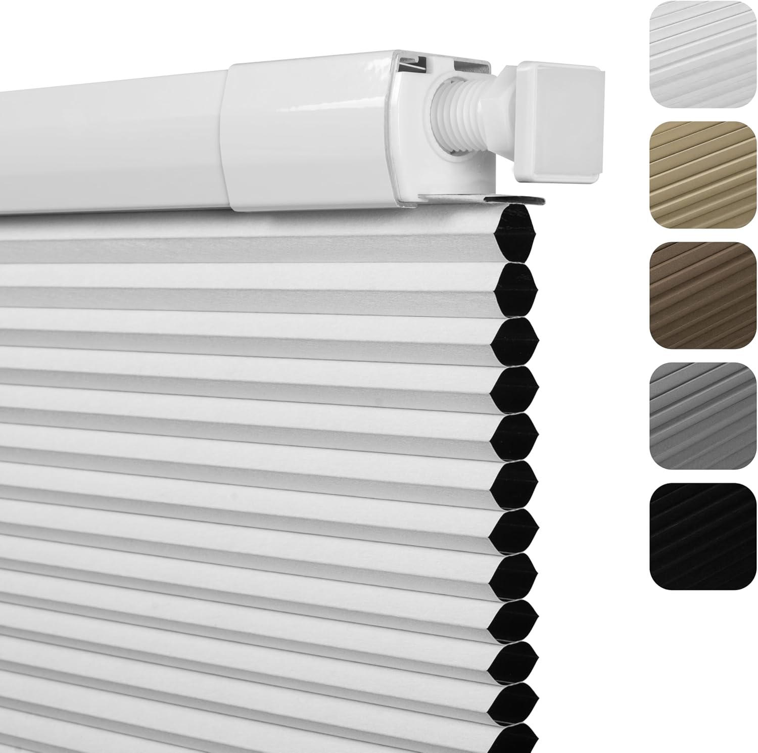 Product image of Sulugood No Drill No Tools Blackout Cellular Shades Easy to Install for Indoor Windows Cordless Honeycomb Blinds Thermal Insulated Noise Reduction,White,Custom Size