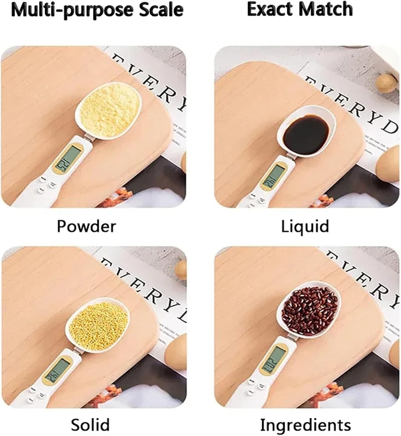 Electronic Kitchen Scale 500g 0.1g Spoon Display Digital Weight Measuring Mini Tool Black(White 1Pcs)