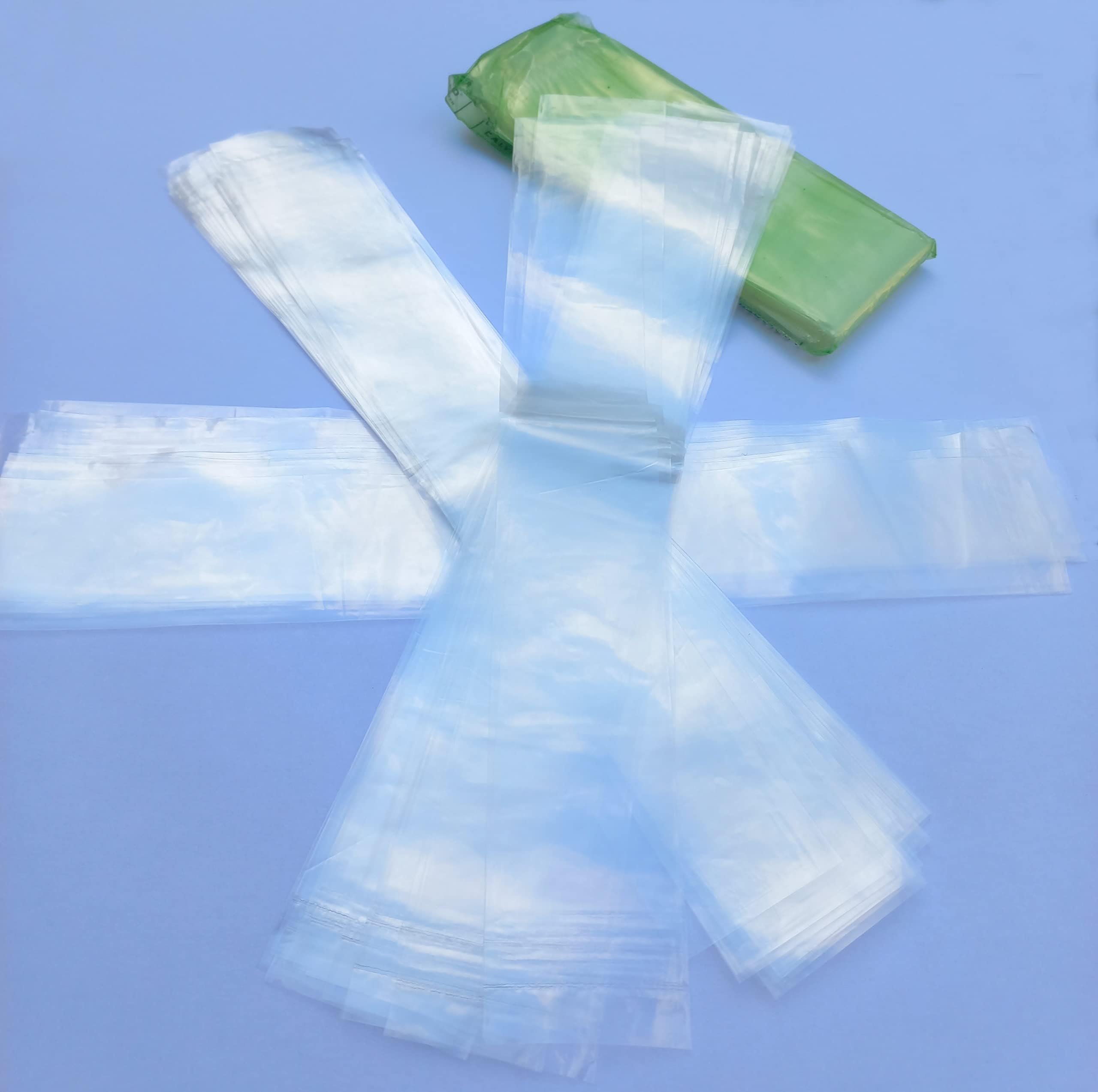 Ice Candy Wrapper, 100 Transparent/Green Plastic Ice Candy Bags, Mold for Frozen Desserts and Snacks