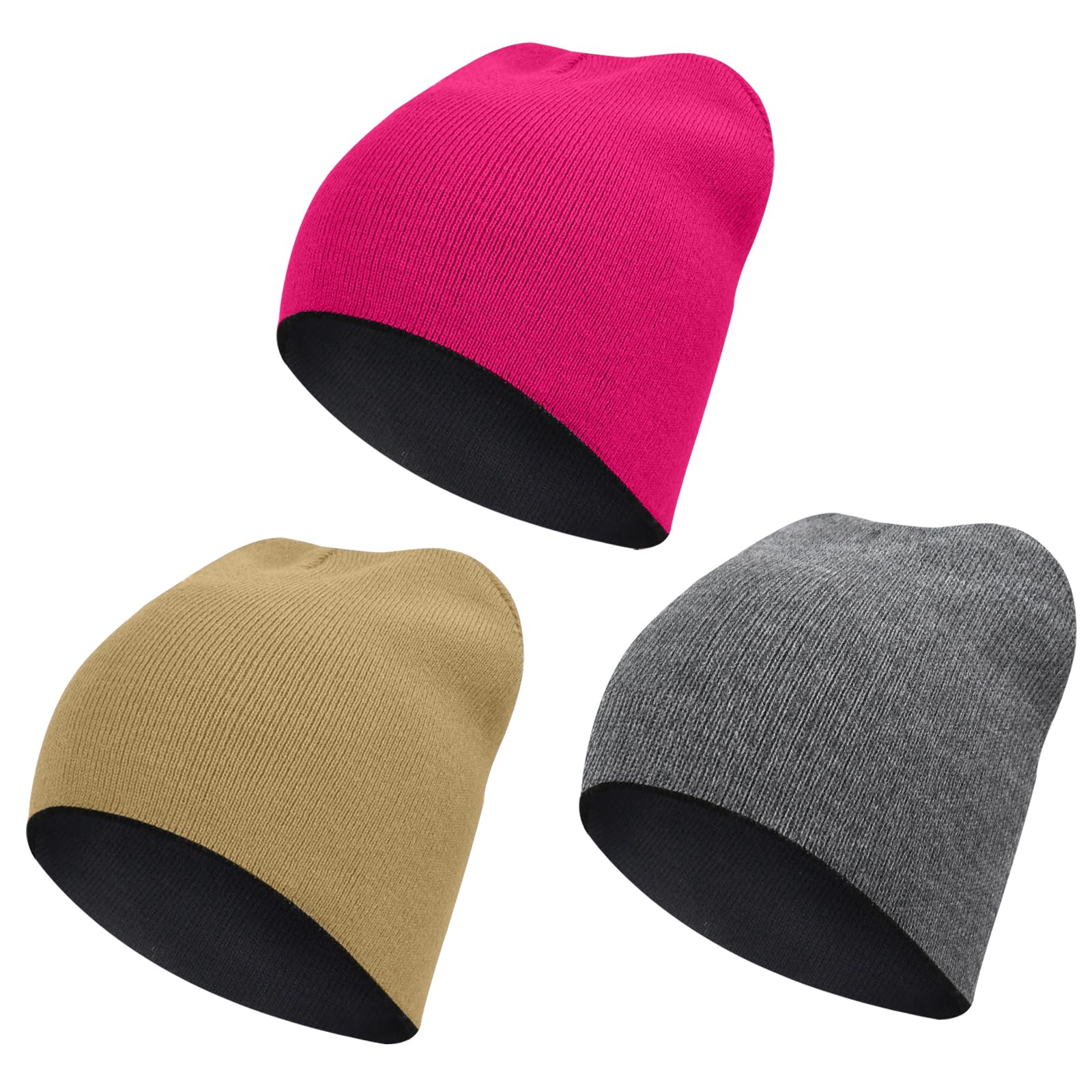 Rosoz Kids Reversible Skull Beanie for Boy Girl, Kids Winter Warm Beanie