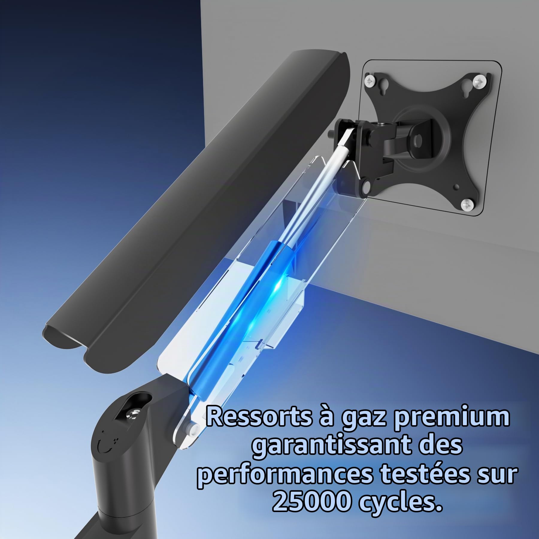 Support Écran PC Moniteur Bras Simple de 17 à 34 Pouces Ergonomique Ressort à Gaz Réglable Fixation Bureau Rotatif à 360° Capacité de Charge 2-9 kg VESA 75x75mm et 100x100mm M5B Noir