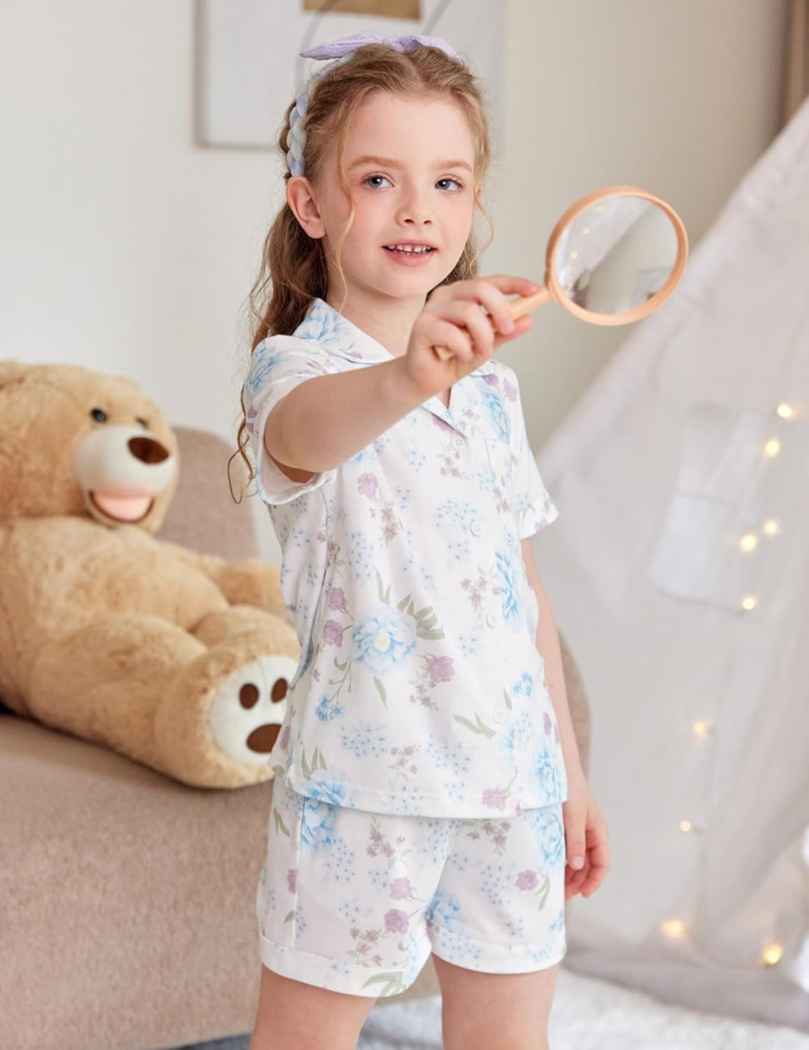 Arshiner Girls Pajamas Sets Short Sleeve Kids Pjs Button Down Sleepwear for 4-13Y - Image 7