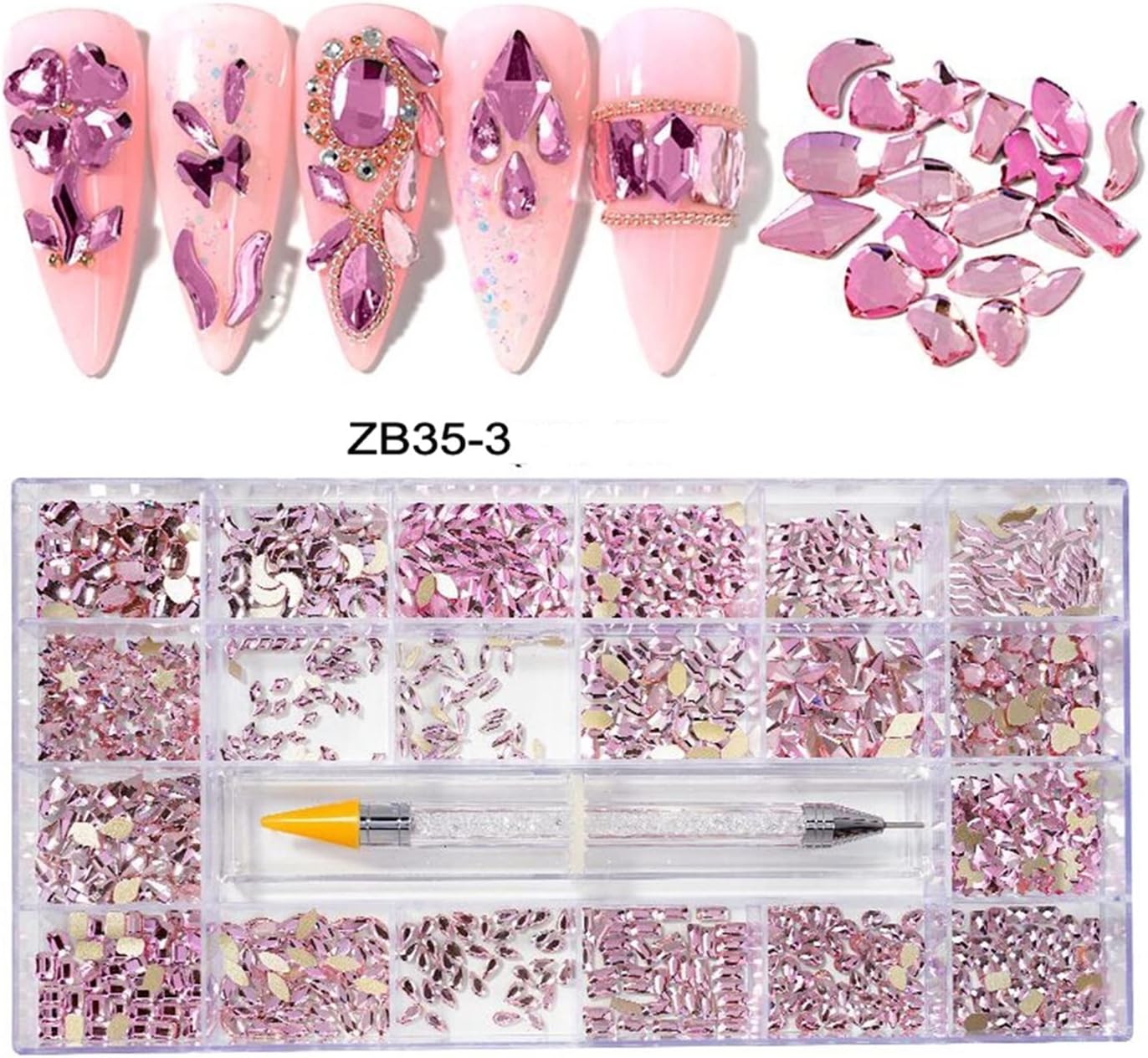 yaoqijie 1000pcs (20 * 50) 3D Nail Art Stones Neon Crystal Fluorescent Luminous Glass Flatback Non-Hotfix Tips Garment Rhinestones Lasting (Color : 9)