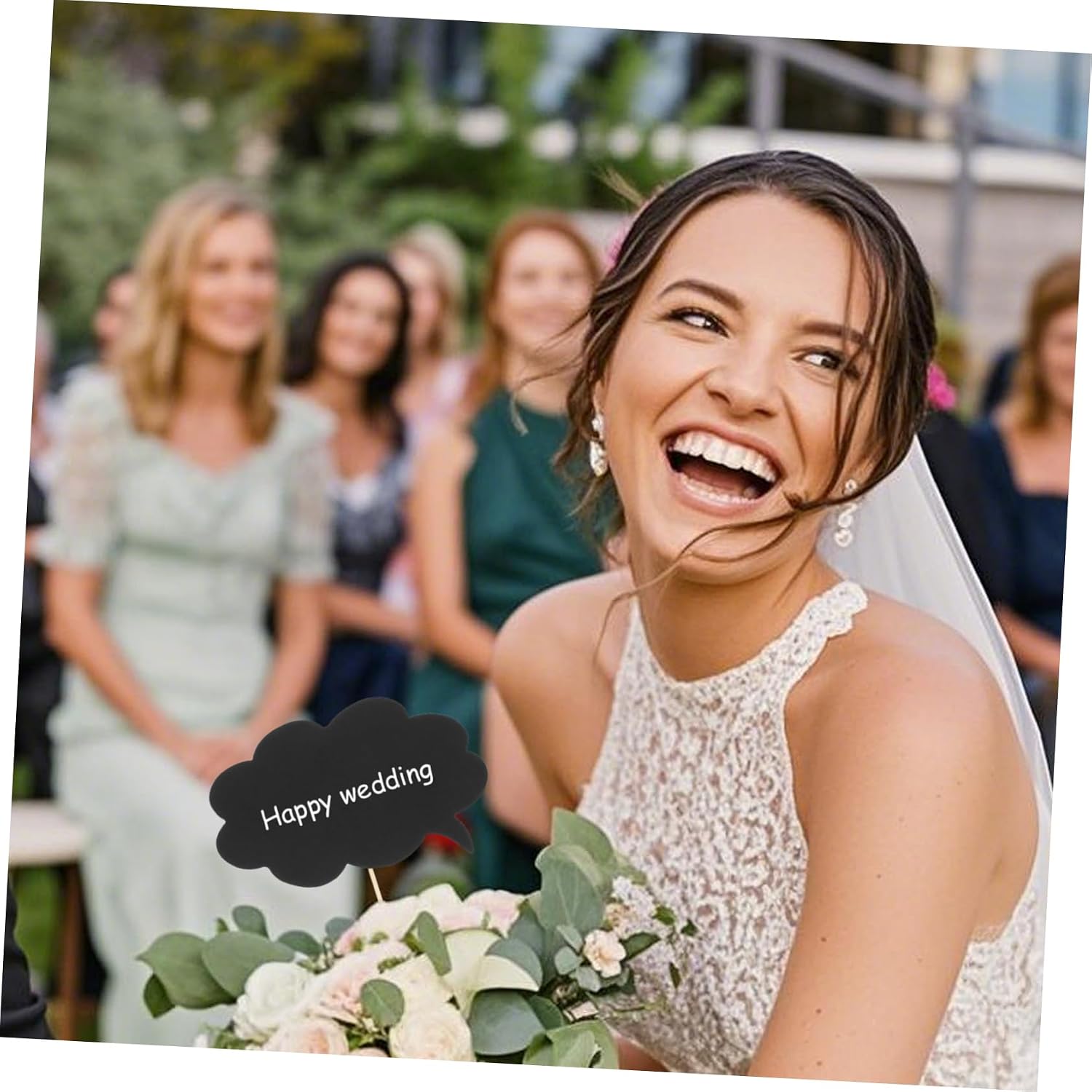 KALLORY 1 Set DIY Writable Black Card Photo Booth Props Weddings Parties Events Comical Interactive Portable Photography Accessories for Memorable Moments