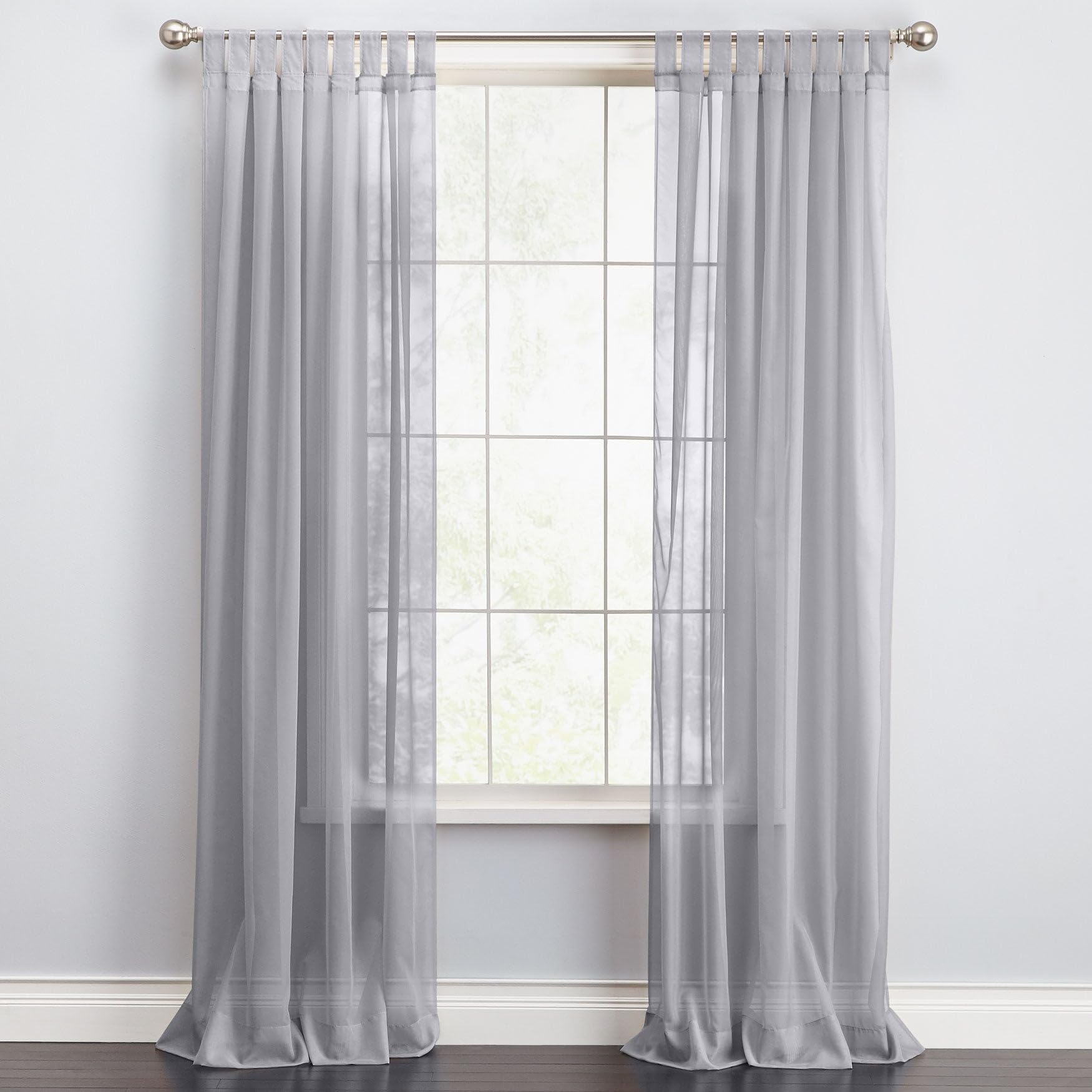 BrylaneHome BH Studio Sheer Voile Tab-Top Panel - 60" W 63" L, Slate