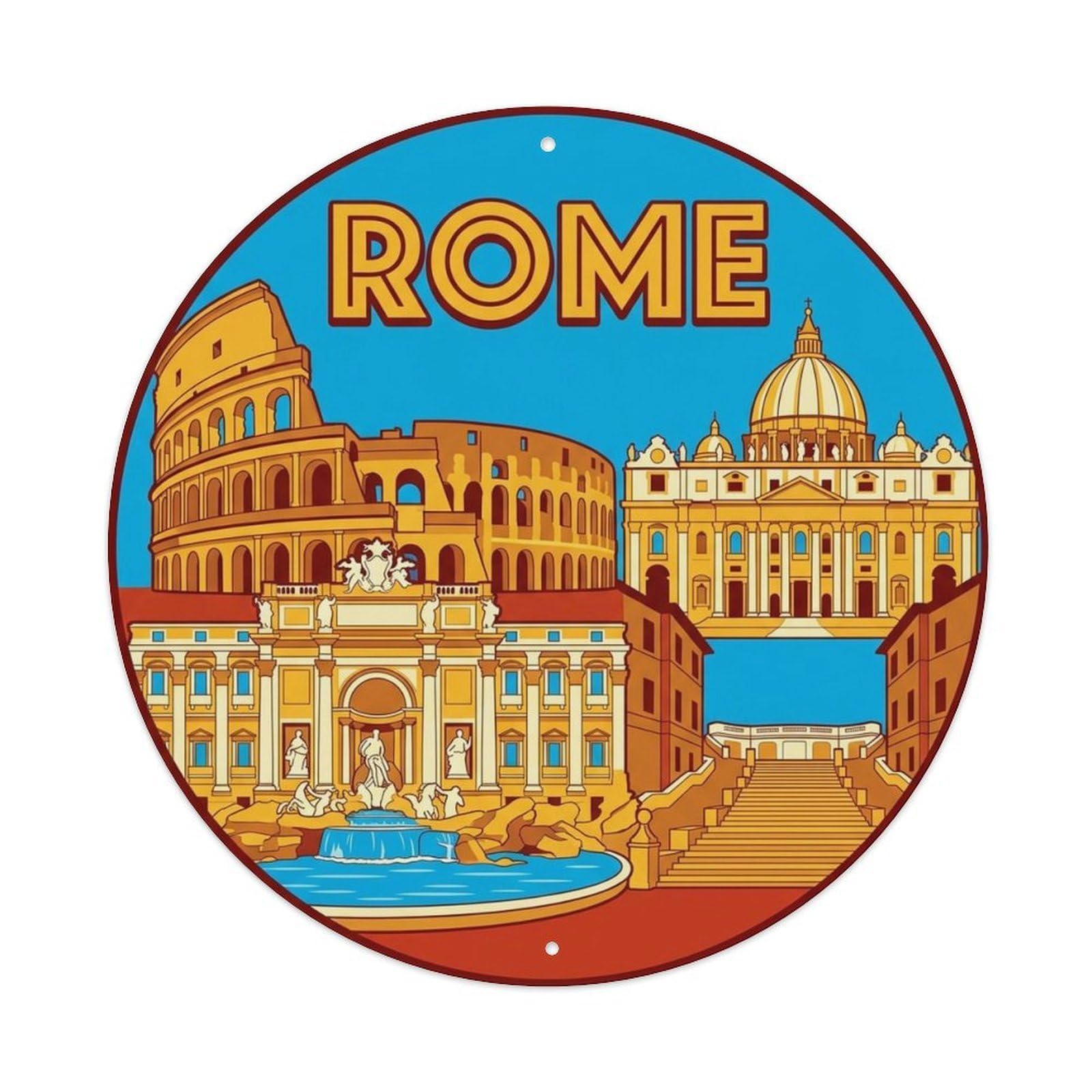 Rome Italy Vintage Travel Destination Landmark Metal Tin Sign