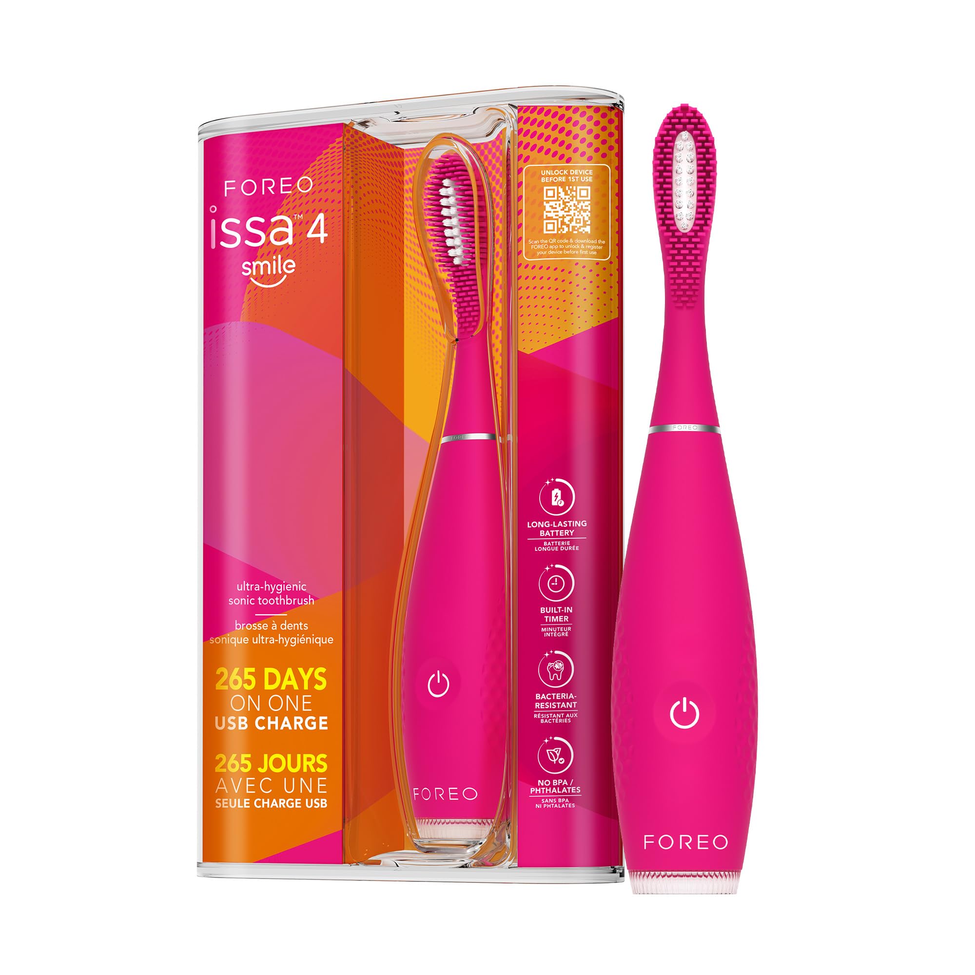 FOREO issa 4 Smile Spazzolino Elettrico Sonico – Compatto e Portatile, Testina Ibrida 4-in-1, Efficace sulla Placca, Batteria Lunga (265 Giorni), Testina Sostituita Ogni 6 Mesi