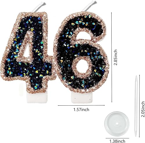 Miniatura 434 de Velas de números con purpurina de oro rosa de 2.8 pulgadas, muchos colores, regalos de cumpleaños de 22 años, velas de cumpleaños, velas de números