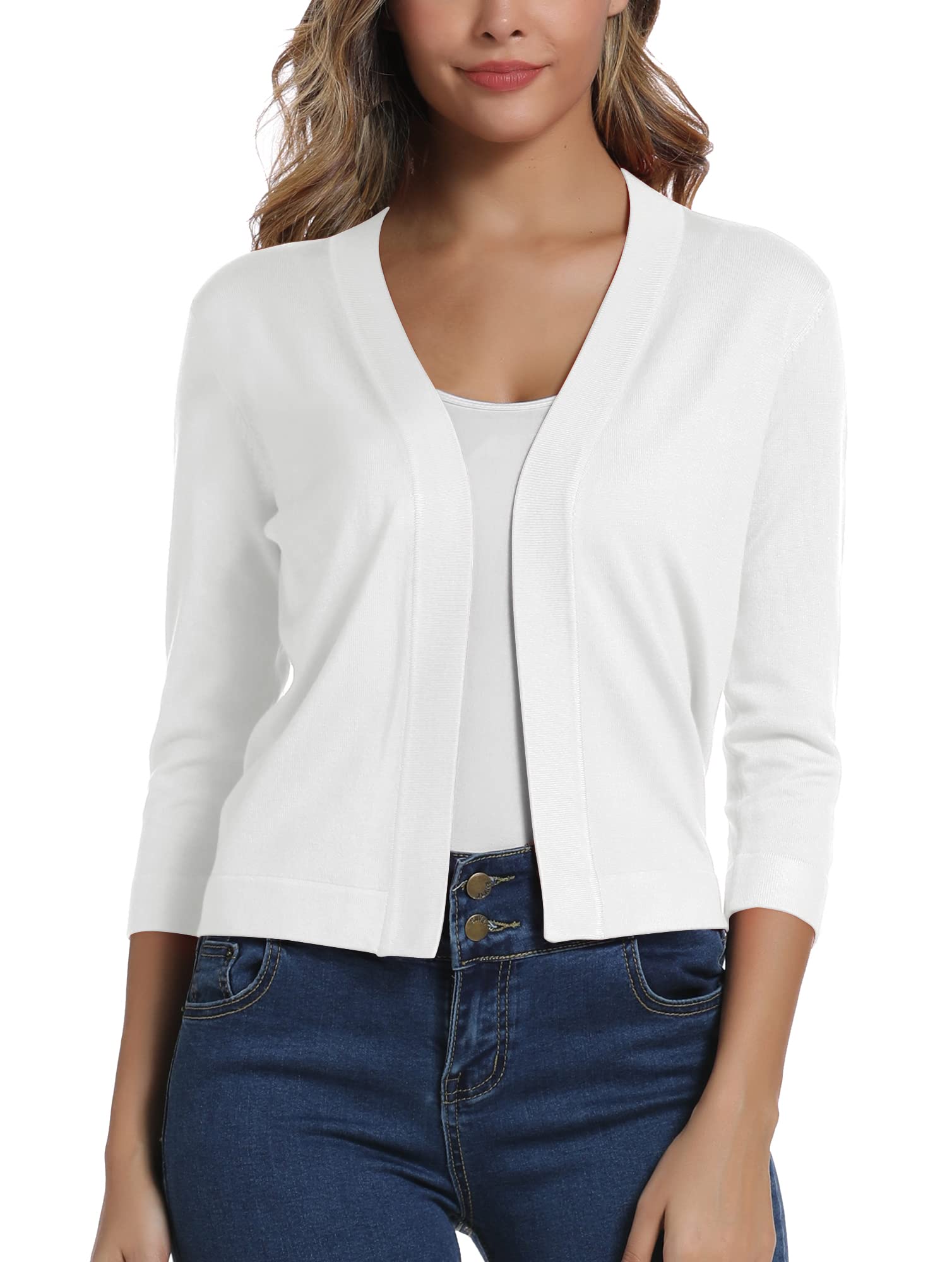 Elegante 3/4 Manga Sólido Cárdigan para Mujer
