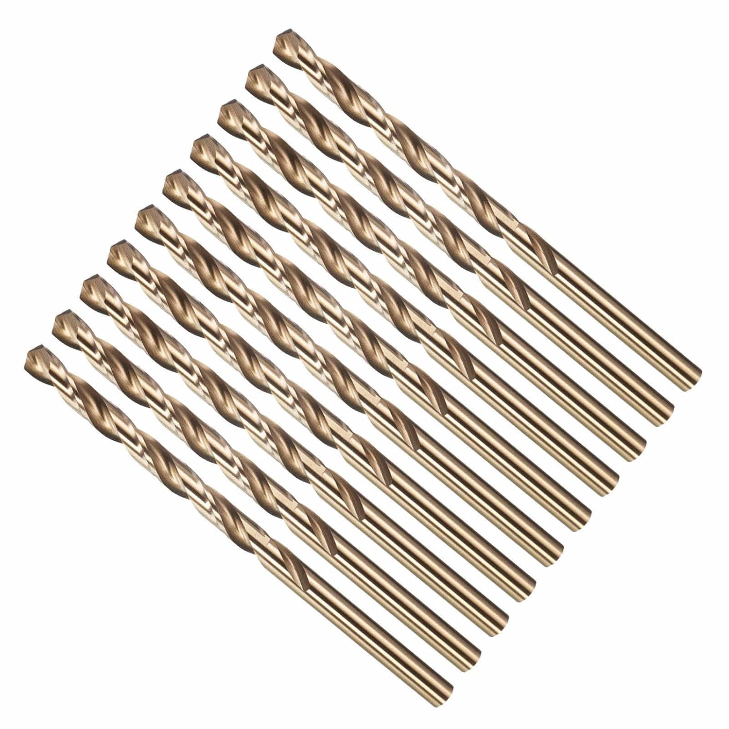 Drill Bit, #19 Cutting Diameter, 4341 HSS Number Jobber Bits Gold Finish 135° Cutting Angle - (Applications: for Drilling Plastic Wood Soft Metal), 10-Pieces