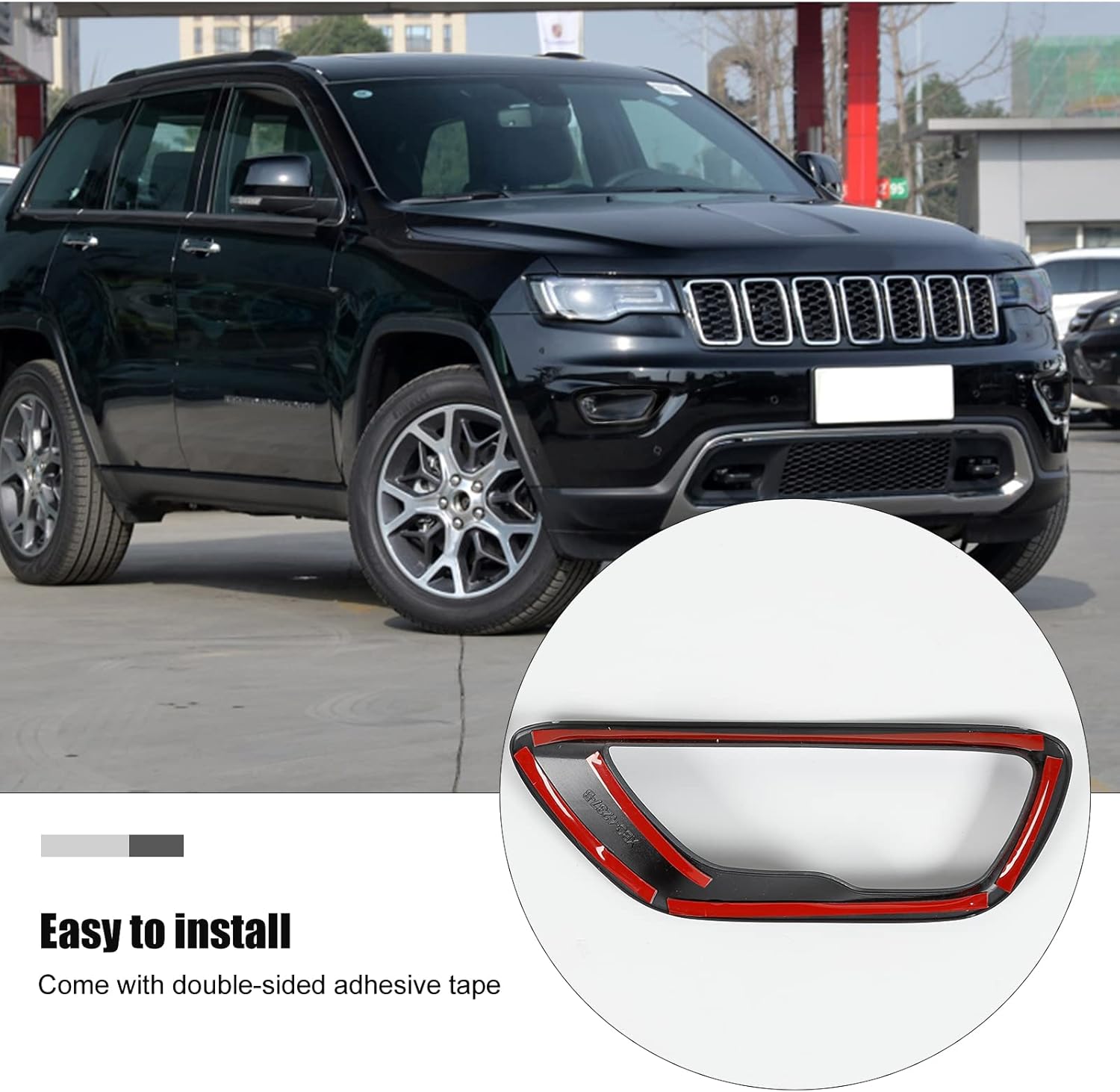 Hoolcar Front Fog Lights Cover Fog Lamp Frame Trim Replacement for 2018-2021 Jeep Grand Cherokee, Black