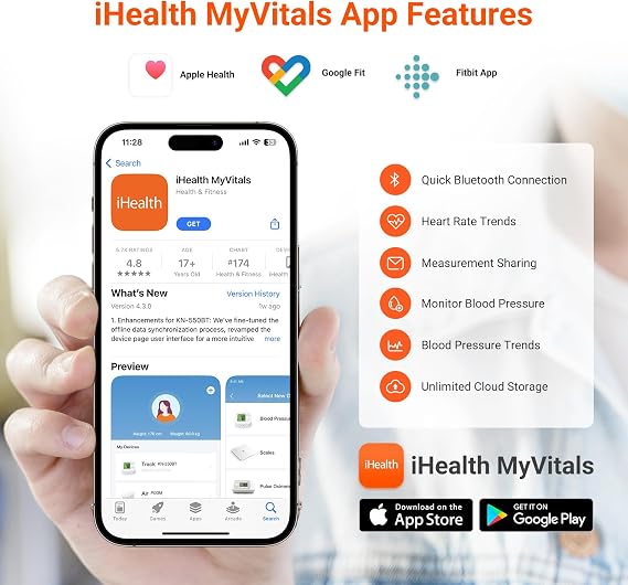 iHealth Push Wrist Blood Pressure Monitor, Portable BP Machine with App | Gentle Inflation, Effortless Data Syncing, Enhanced Precision, Measure Anytime Anywhere, Compatible with iOS and Android