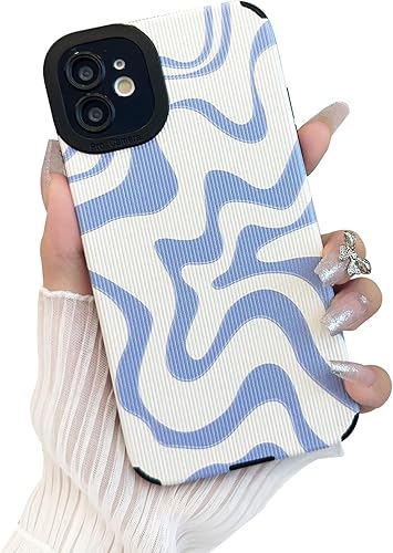 Funda diseñada para iPhone 11, piel sintética suave TPU y bonito arte ondulado pintado para mujeres y niñas, protector delgado a prueba de golpes,