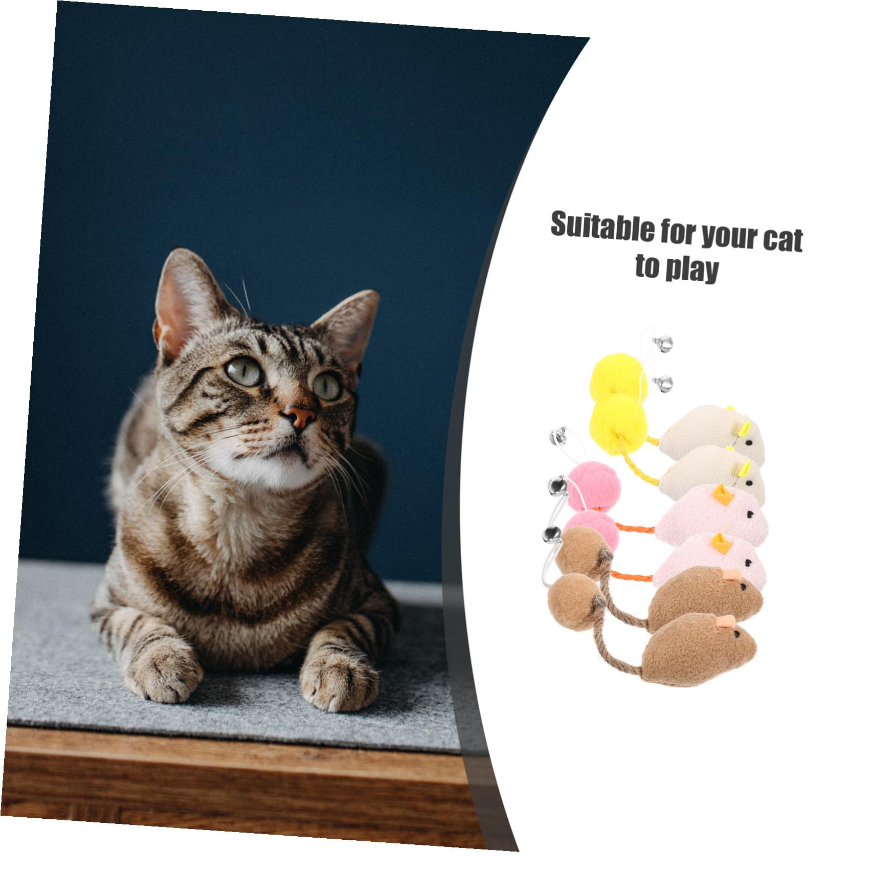 Toyvian Lot de 6 Jouets Souris en Peluche avec Clochette pour Chatons et Chats, Jouets Interactifs Vie Quotidienne, Couleurs Variées, Maintien de L'intérêt