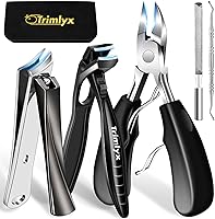 Trimlyx 5-in-1 Heavy Duty Toenail Clippers for Thick Nails & Seniors - Angled Head, Ingrown Tools, Anti-Splash Design