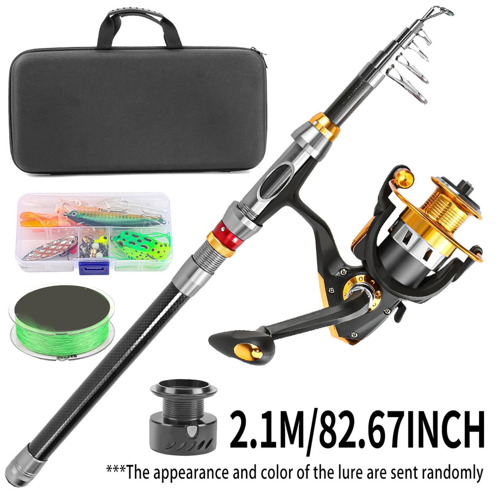 Canna da pesca telescopica, canna leggera, kit con mulinello, attrezzatura da surf, trota, lago, kayak, pontone, fiume, campeggio, viaggi, professionale, resistente, stabile, durevole, materiale di