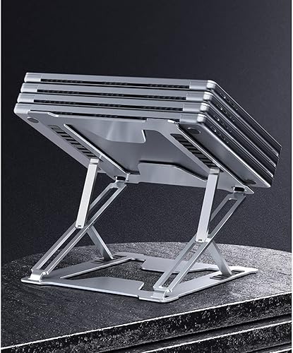 Miniatura 7 de HAENJA Soporte para laptop puede levantar aleación de aluminio de pie suspendido escritorio elevado, marco de soporte plegable portátil, estante