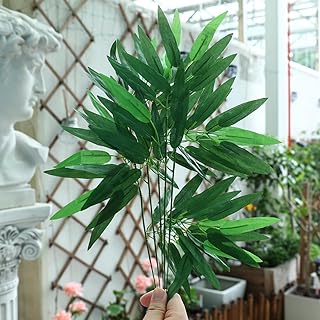 Artificial Bamboo Leaves Fake Green Bamboo Stick Faux Greenery for Hotel Home Wall Decoration Simulated Plastic Accessories