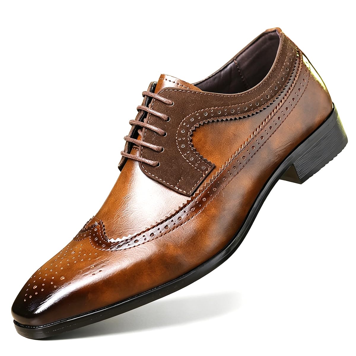 Scarpe Formali da Uomo Scarpe Stringate Brogue Punta ad Ala Classico, Elegante Stile Britannico, per Sposa Lavoro