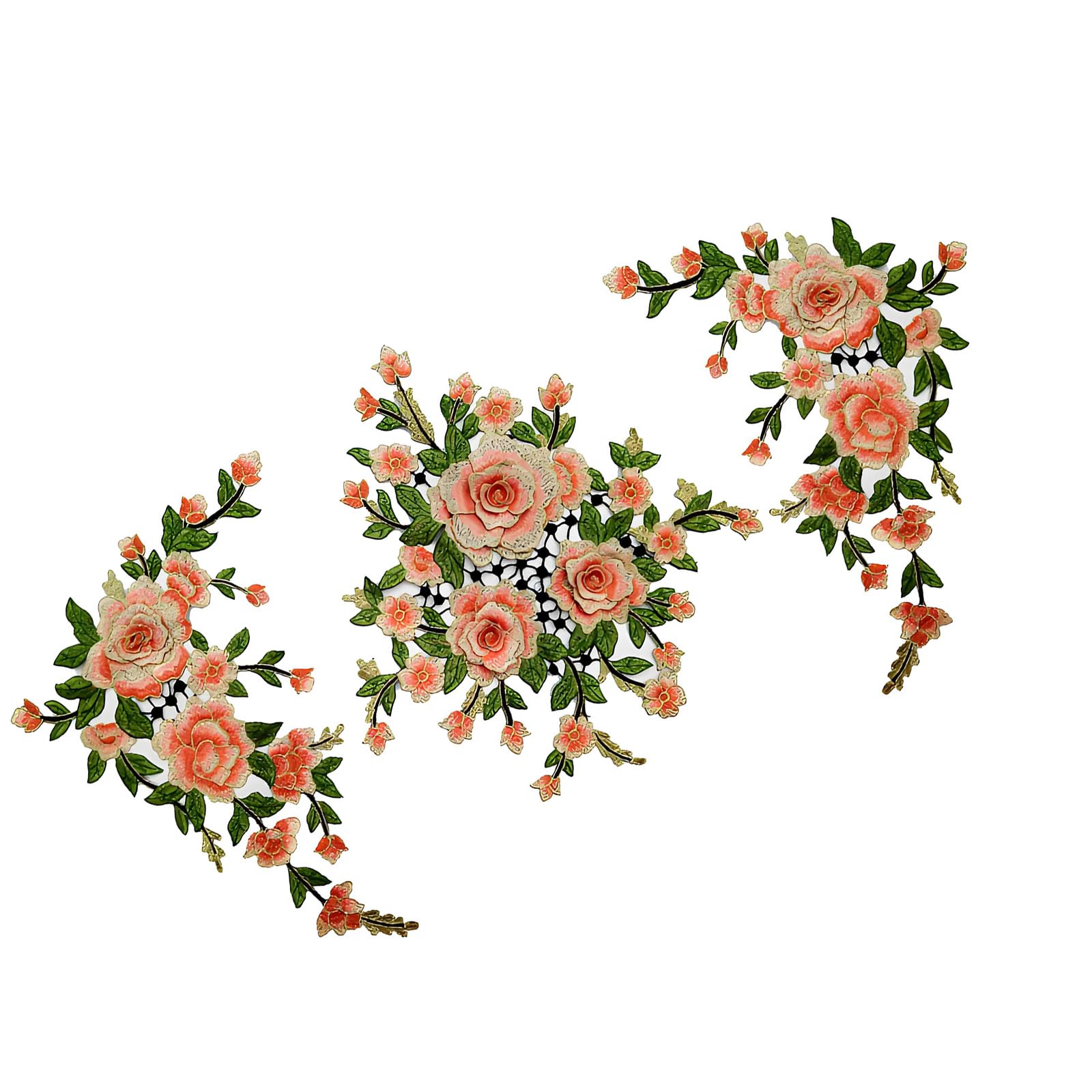 JSGHGDF Multipurpose Flower Embroidered Sticker Sewing on Embroidery Applique for Jackets Dress Cheongsam Costume Polyester Iron on Fixes