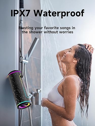 Miniatura 4 de MLOVE Altavoz Bluetooth portátil E80, 30 W Bluetooth 5.4 altavoces inalámbricos para exteriores con luces, IPX7 impermeable, entrada auxiliar,