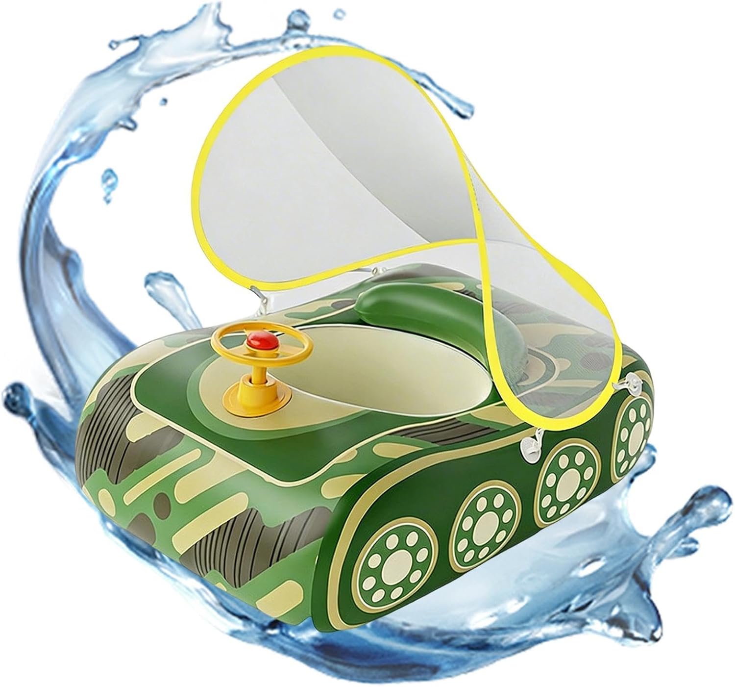 Pool Floats - with Steering Wheel Funny Tank | Inflatable Pool Floats Kids Funny Toys - for Outdoor Summer Vacation Backyard Beach Lake River Swimming Jumping Travel Play