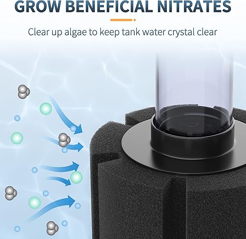 Miniatura 10 de Pawfly Filtro de esponja bio para acuario, filtro silencioso de espuma de camarones y peces pequeños para peceras de hasta 30 galones, paquete de 4