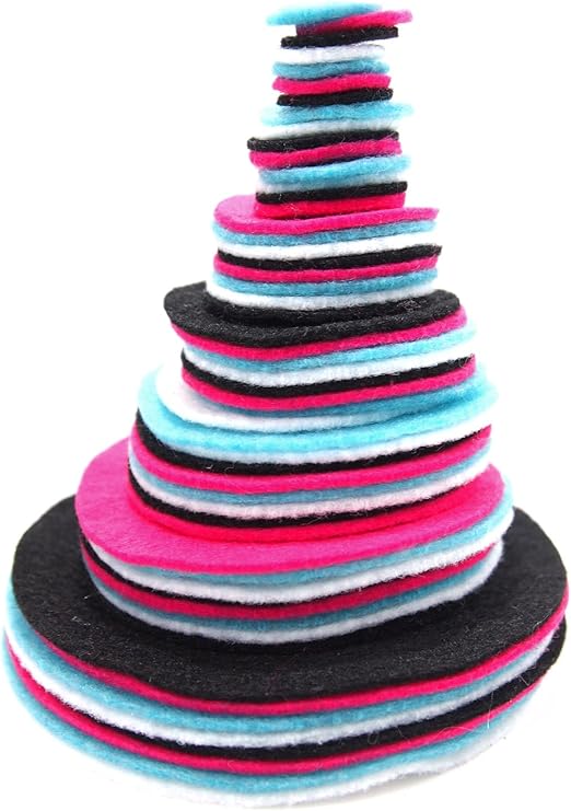 Playfully Ever After Black, Pink, Turquoise & White Craft Felt Circles (Mixed Size Pack - 56pc)