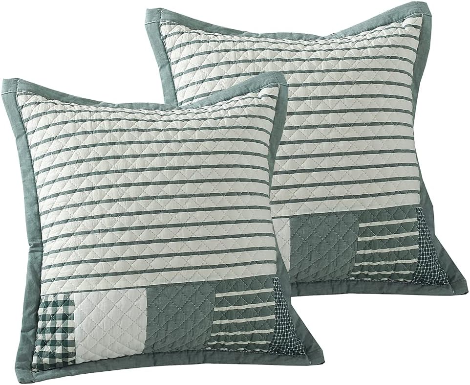 vctops 2 Pack Buffalo Plaid Throw Pillow Covers Super Soft Cotton Quilted Decorative Cushion Cases for Bedroom Sofa Car (Plaid A,20"x20")