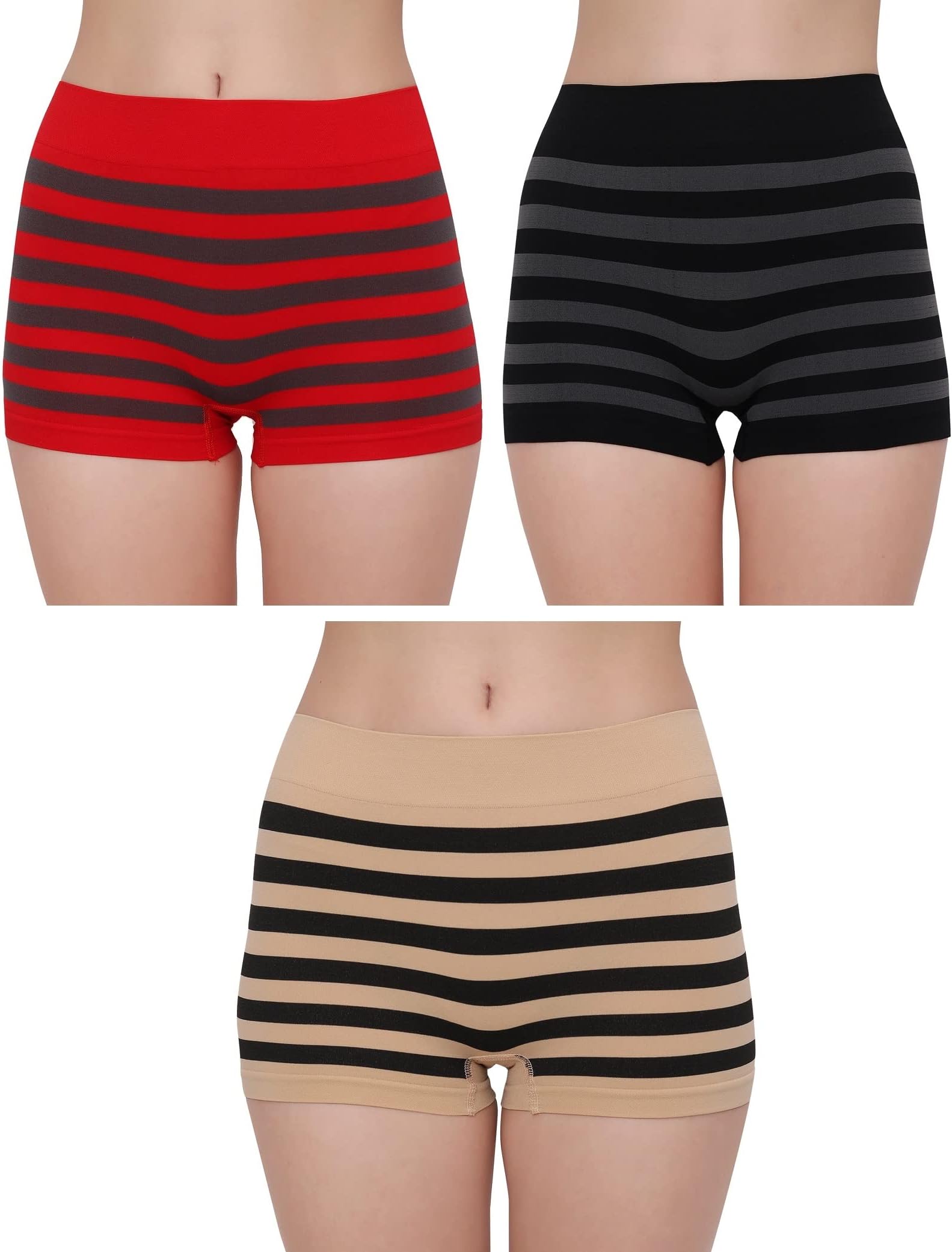 PLUMBURYWomen's Spandex Seamless Boyshort Panty,Free Size (Pack of 3)
