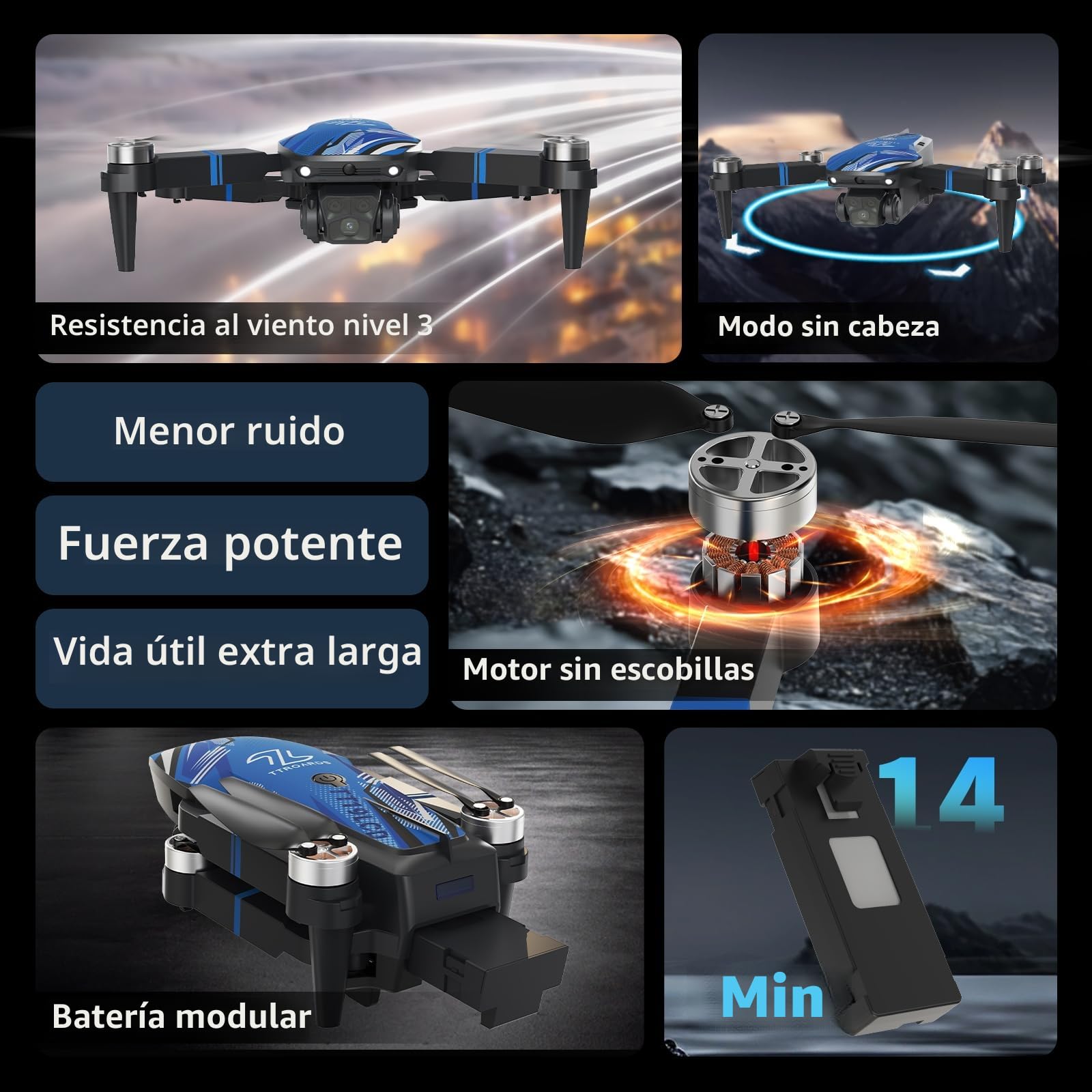TTROARDS TT19LCD Dron con Cámara 4K, Mini Drone con 2,8 Pulgadas Pantalla LCD, Motor Sin Escobillas, Evitación Obstáculos 270°, Posicionamiento Óptico por Flujo, FPV Drone para Adultos Principiantes