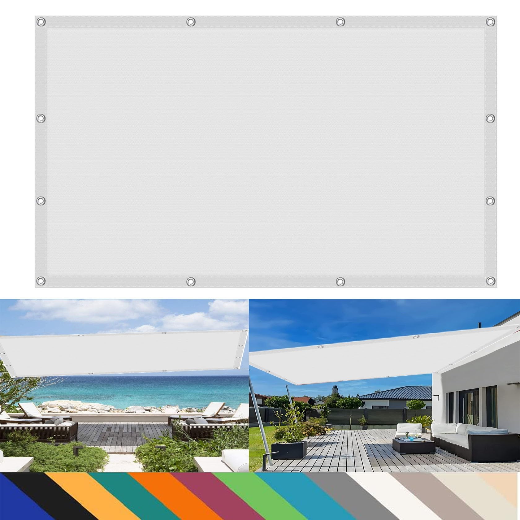 Toldo vela de sombra 3x6.5m rectangular para patio jardín y porche con protección UV 98%