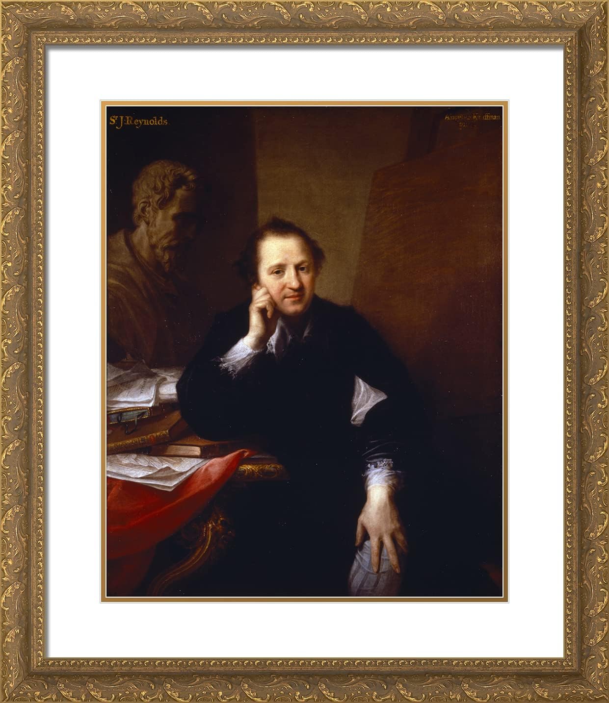 ArtDirect Kauffman, Angelica 20x23 Black Ornate Framed Art Print with Double Matting Titled: Sir Joshua Reynolds