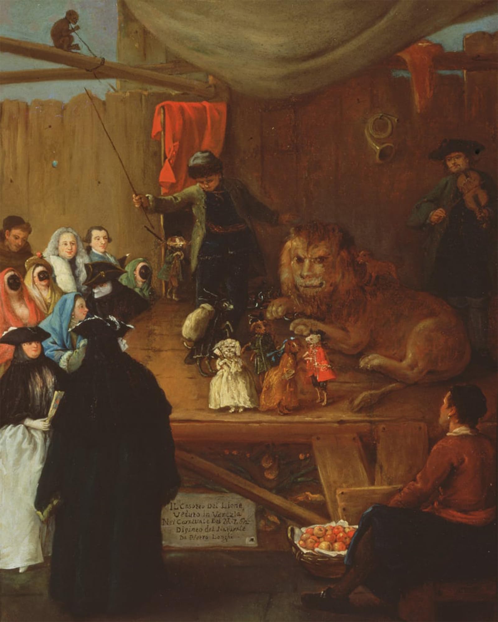 SERENDIPITP Abstract Painting Mural Print Picture Wall Decor Painting the Animal Cage As Seen in Venice in the Carnival of by Pietro Longhi Vintage Wall Artwork for Home Decor 60x90cm