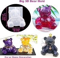 Vista 2 de EuTengHao 132Pcs Animal Silicone Molds DIY Resin Casting Kit Contains 4 Bears 3D Bear Rabbit Cat Paw Mold Necklace Pendant Time Gem Eiffel Tower